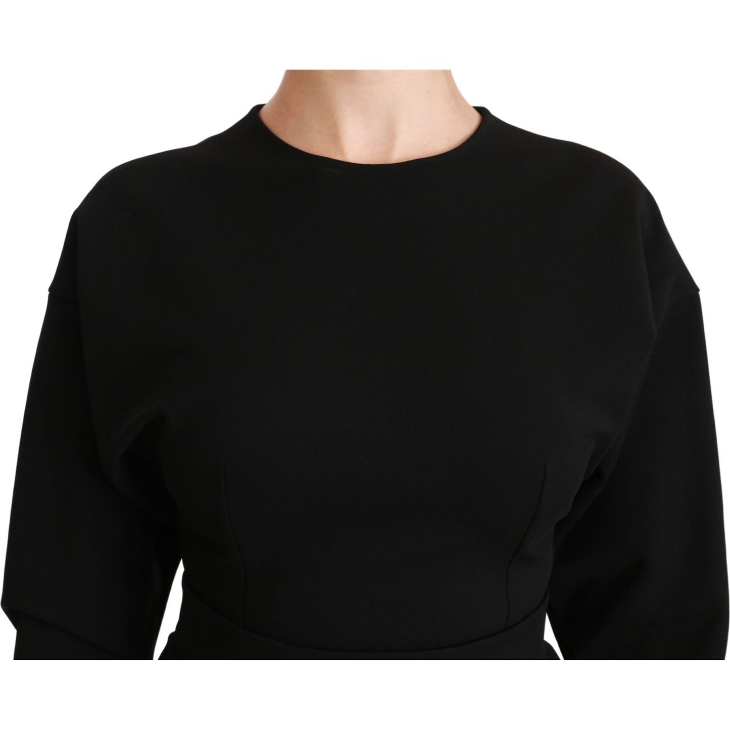 Dolce & Gabbana Black Bodycon Sheath Midi Stretch Dress Dresses