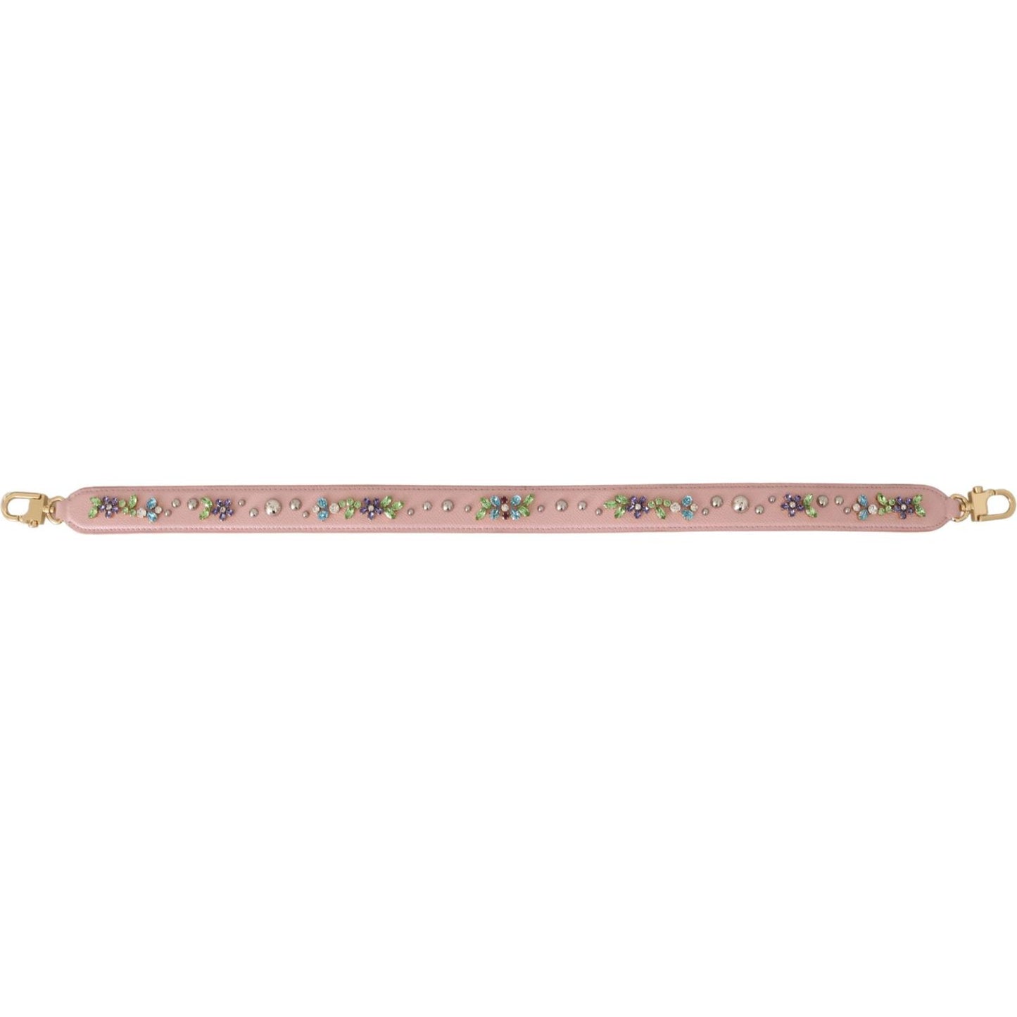 Dolce & Gabbana Pink Leather Crystal Stud Accessory Shoulder Strap