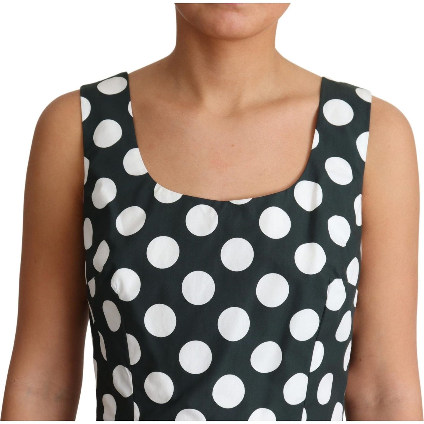 Dolce & Gabbana Green Polka Dotted Cotton A-Line Dress