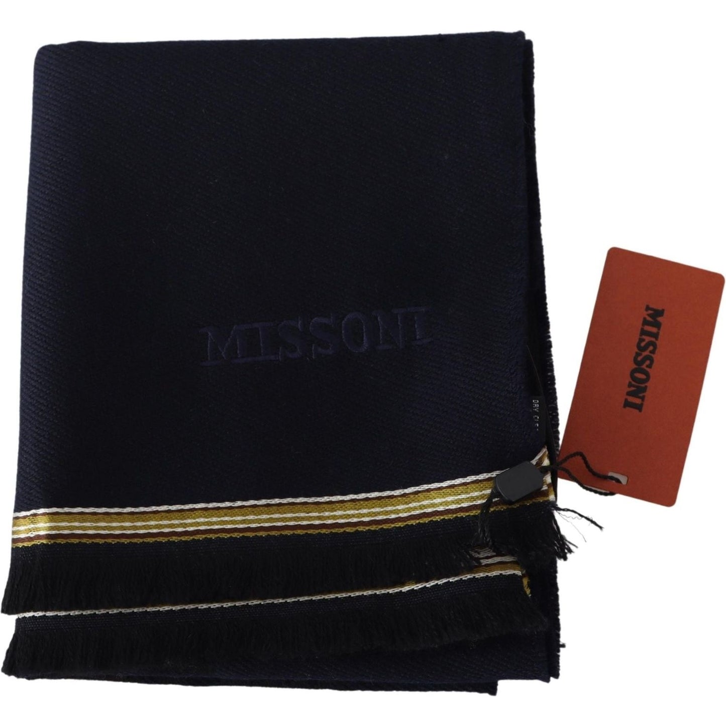 Missoni Black 100% Wool Unisex Neck Wrap Fringes Scarf