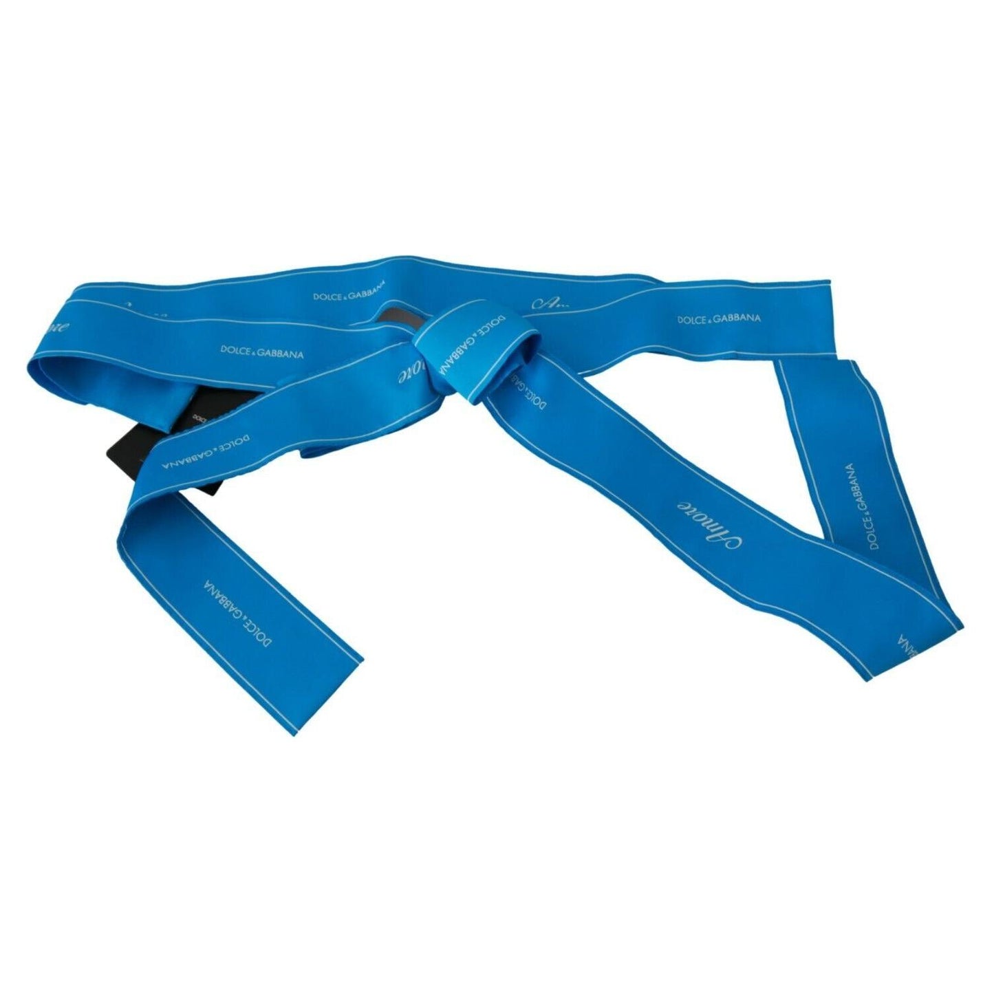 Dolce & Gabbana Blue Waist Ribbon Wide Bow Belt WOMAN BELTS