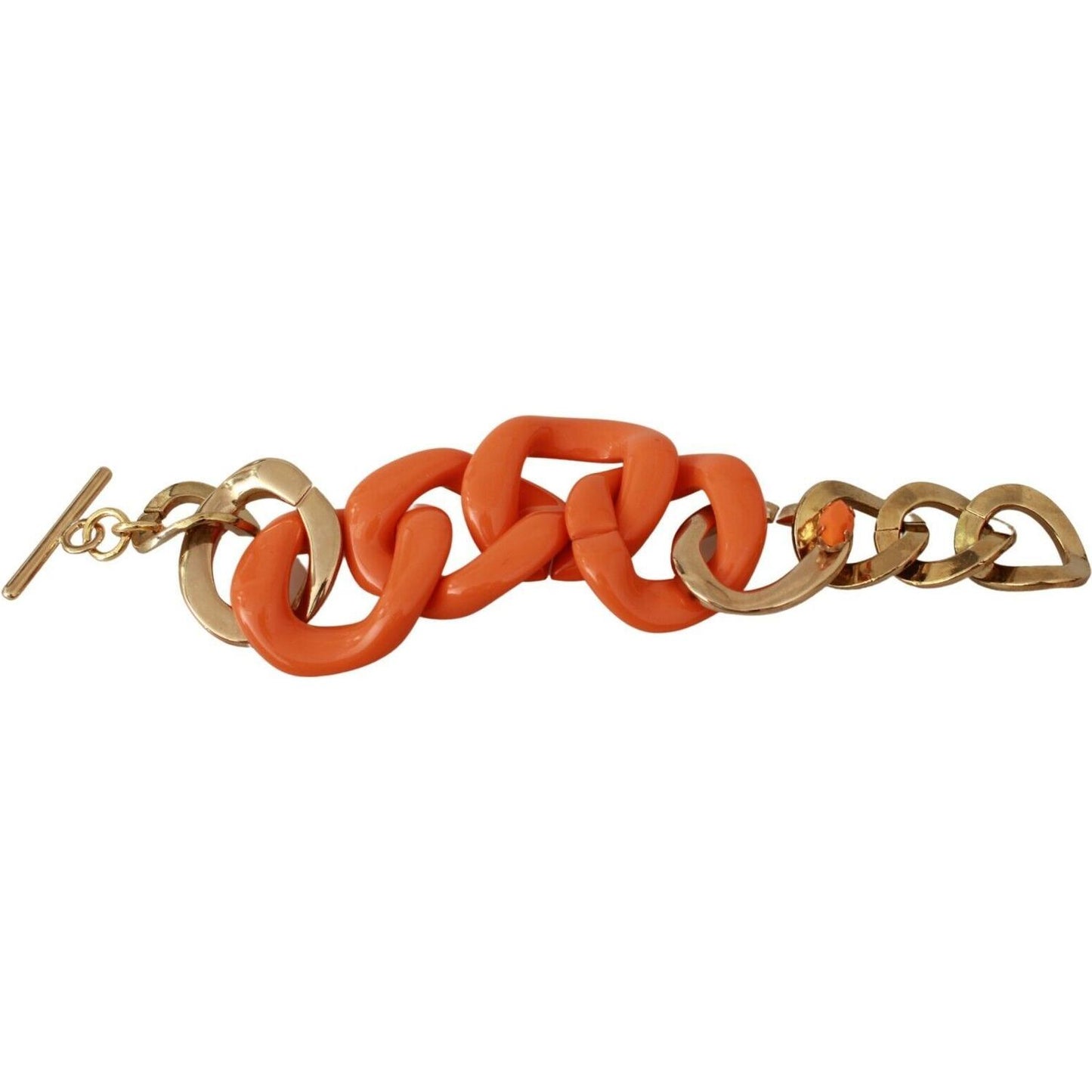 Ermanno Scervino Gold Orange Chain Wide Brass Plastic Bracelet WOMAN BRACELET