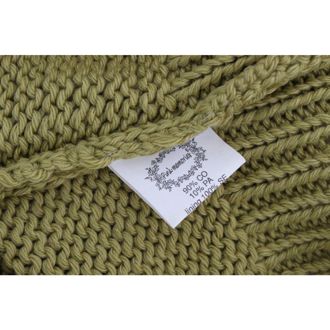 PINK MEMORIES Green Cotton Blend Knitted Sleeveless Sweater