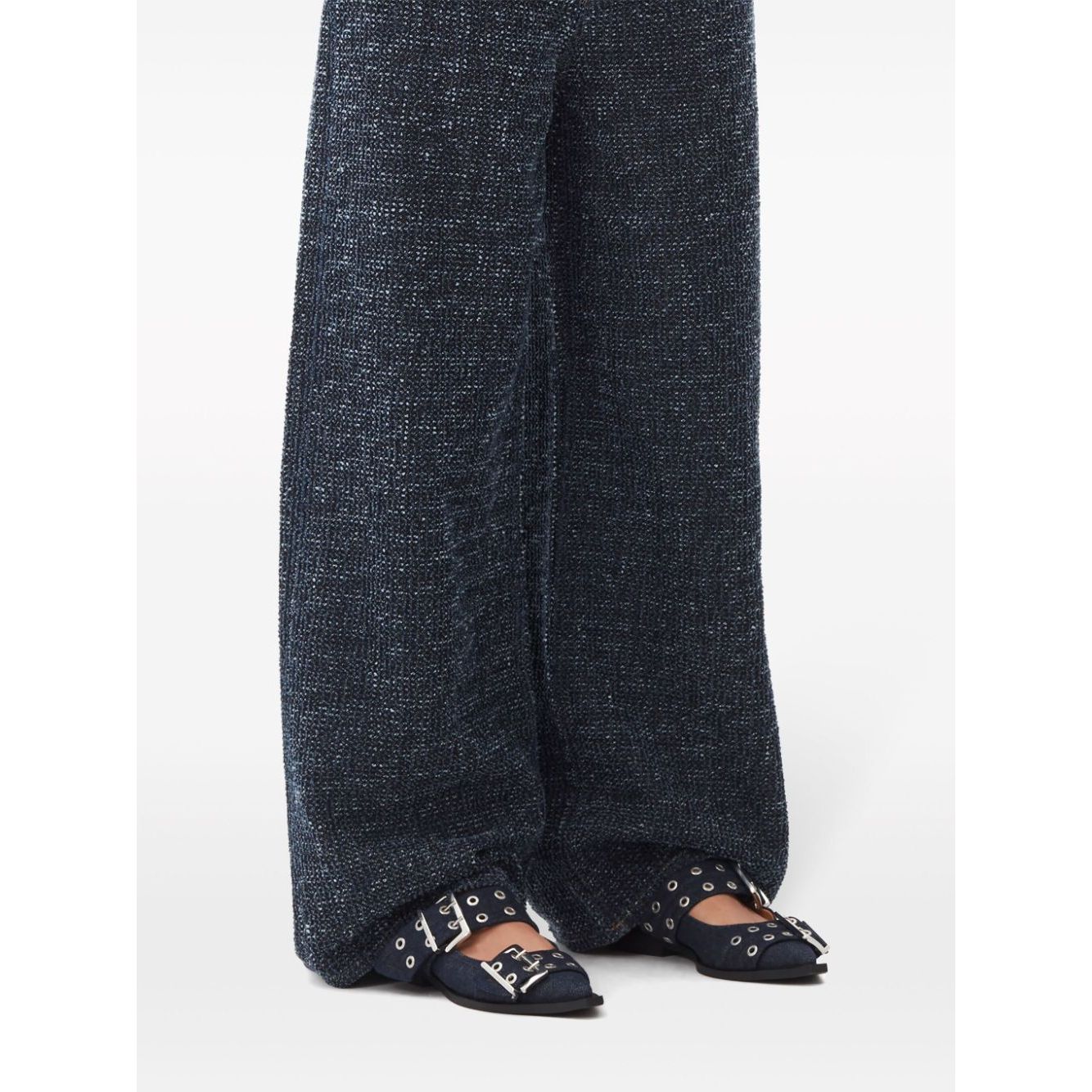 Ganni Denim Feminine Buckle Ballerinas Flat Shoes