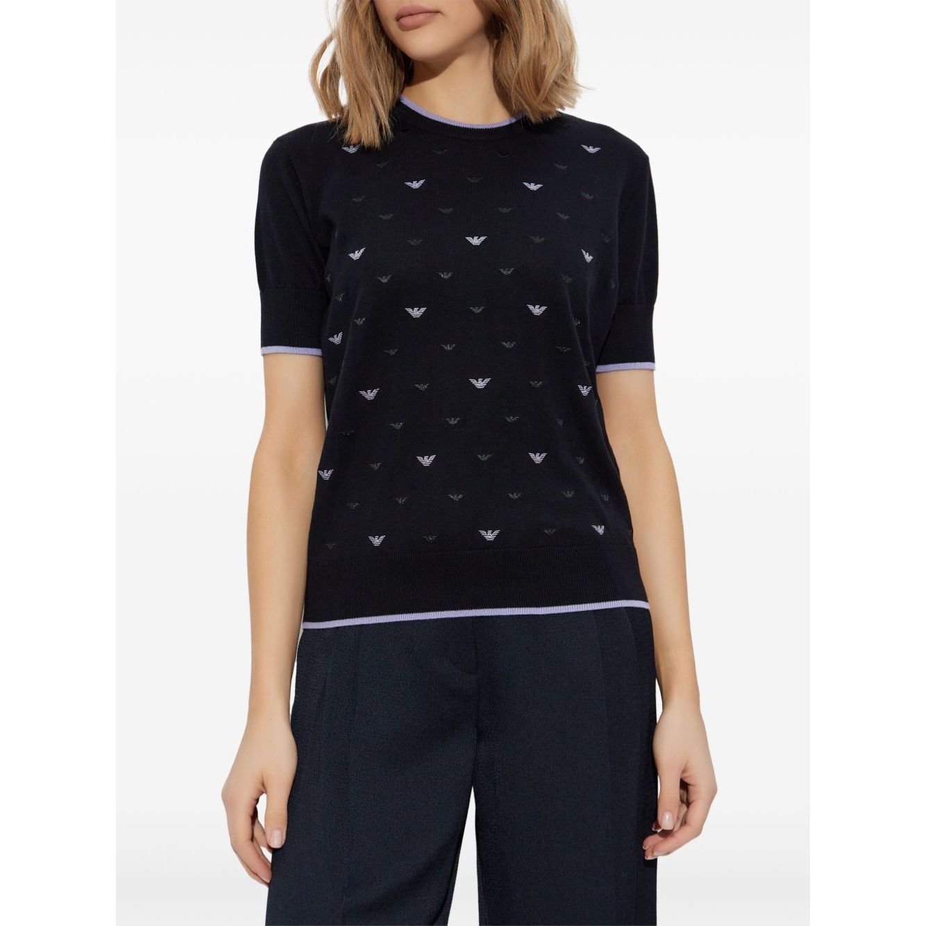 Emporio Armani Jumper with all-over micro eagle embroidery