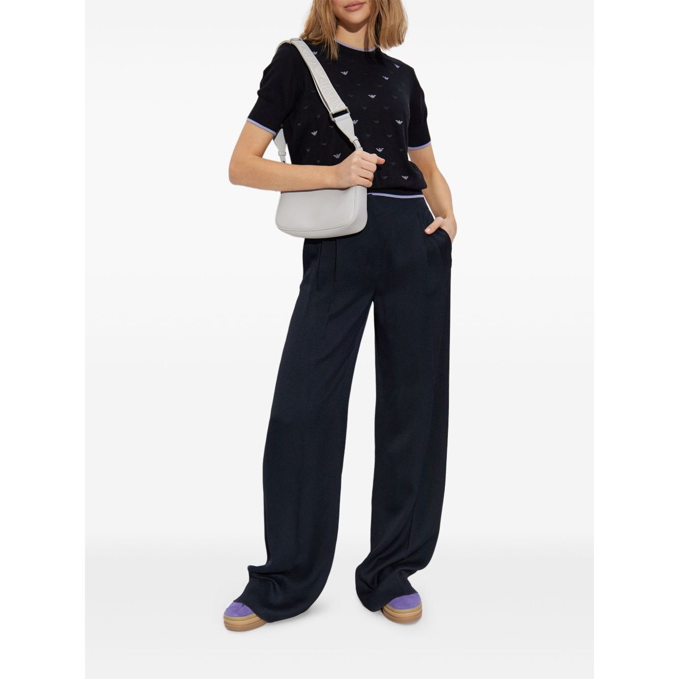 Emporio Armani Jumper with all-over micro eagle embroidery