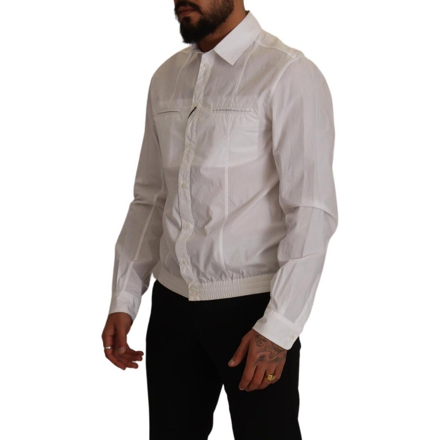 Dolce & Gabbana White Cotton Button Down Men Collared Shirt