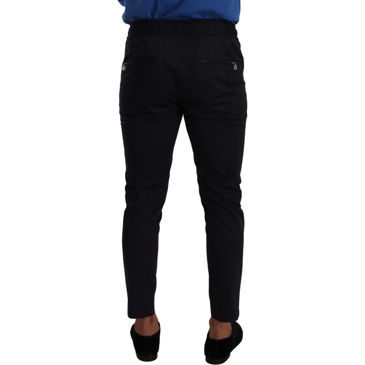 Dolce & Gabbana Blue Cotton Stretch Jogging Trouser Pants
