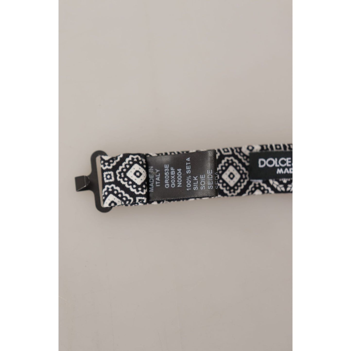 Dolce & Gabbana Black white 100% Silk Adjustable Neck Papillon Tie