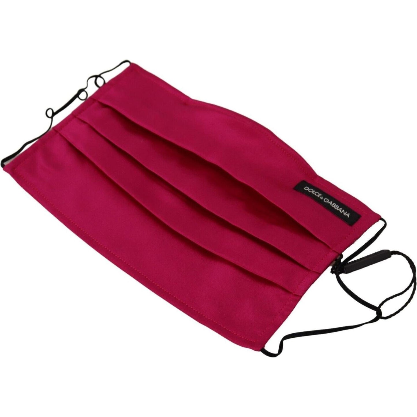 Dolce & Gabbana Maroon Silk Pleated Elastic Ear Strap One Size Face Mask