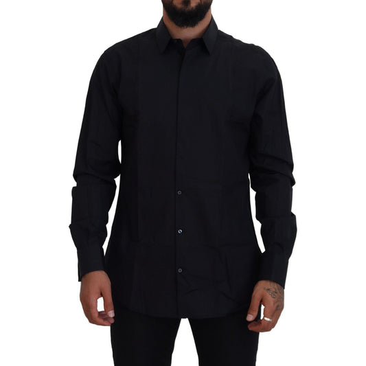 Dolce & Gabbana Black Gold Cotton Slim Fit Dress Mens Shirt