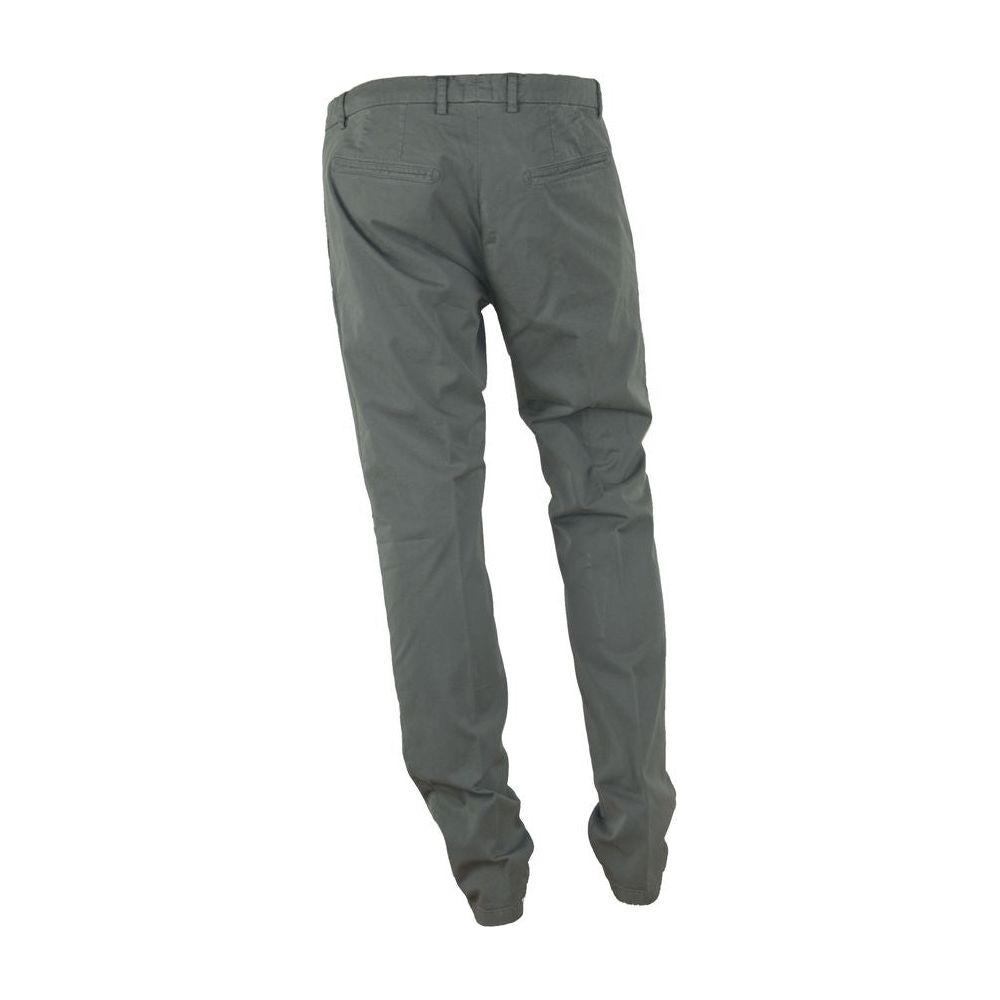 Made in Italy "Gray Cotton Men Trouser with Italian Craftsmanship"