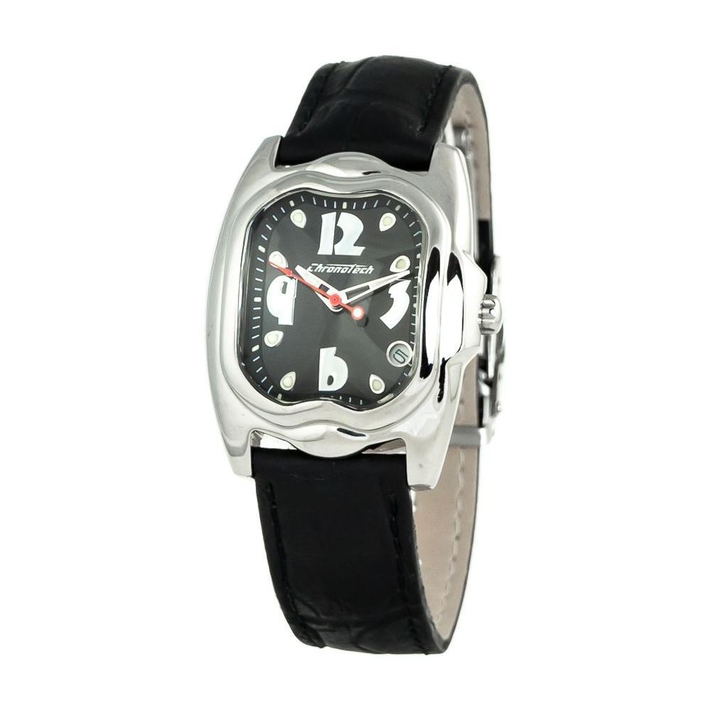 Chronotech Black Leather Watch