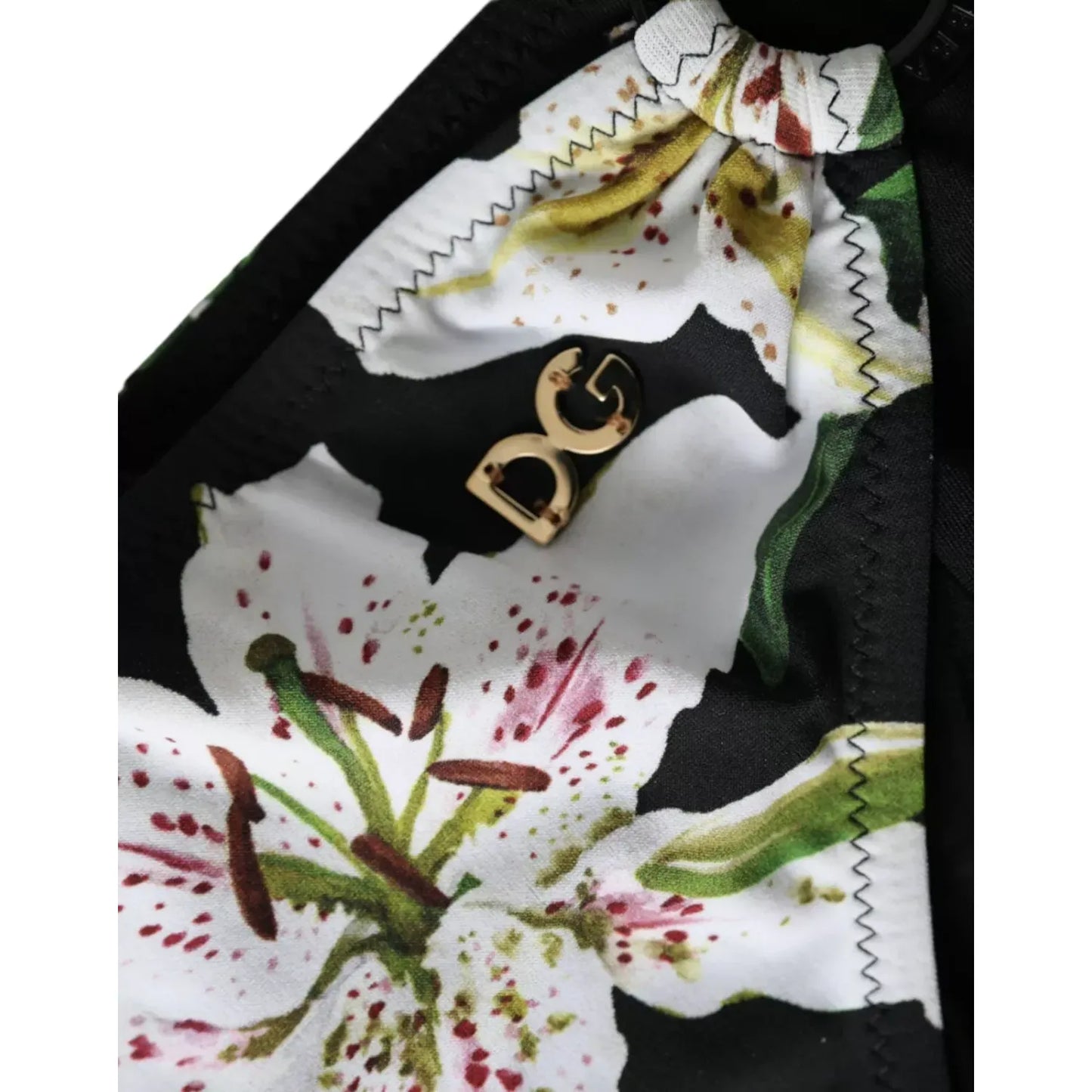 Dolce & Gabbana Black Lily Print Swimwear Bottom Beachwear Bikini