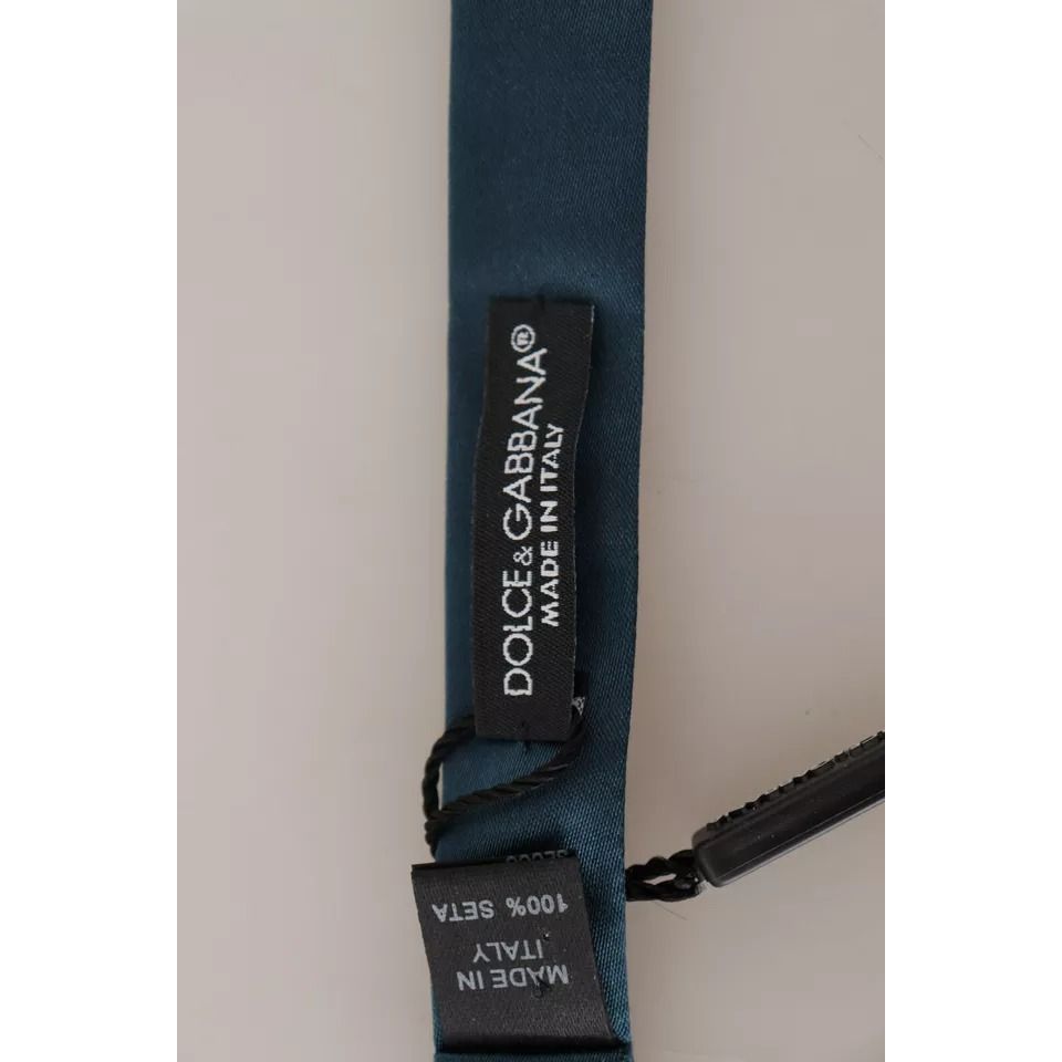 Dolce & Gabbana Blue 100% Silk Adjustable Neck Bow Tie Mens