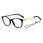 M Missoni Black Acetate Frames with gold temples and classic round lenses, style MMI-0031-807, dimensions 52/18/145 mm for women.