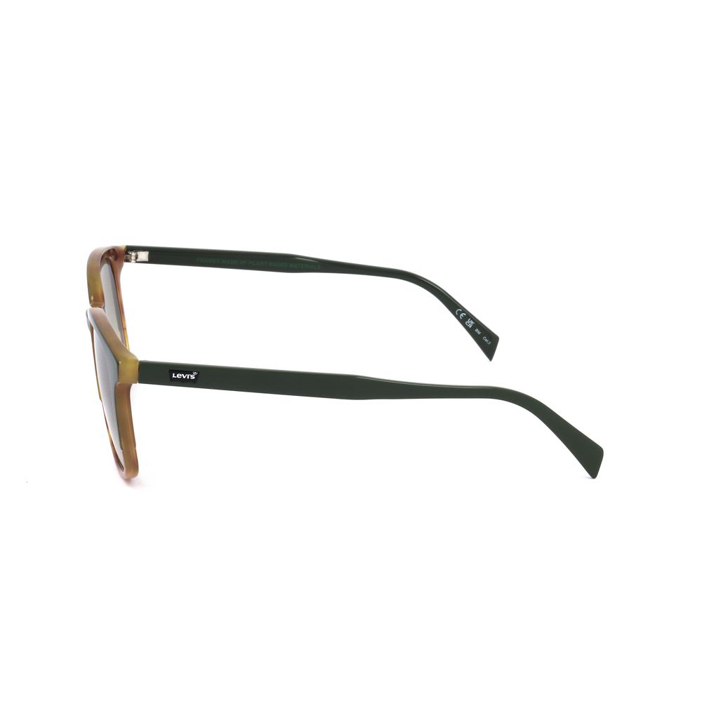 Side view of Levi's Black Resin Sunglasses with green temples, model LV-5024-S-XGW, featuring resin material and category 3 lenses.