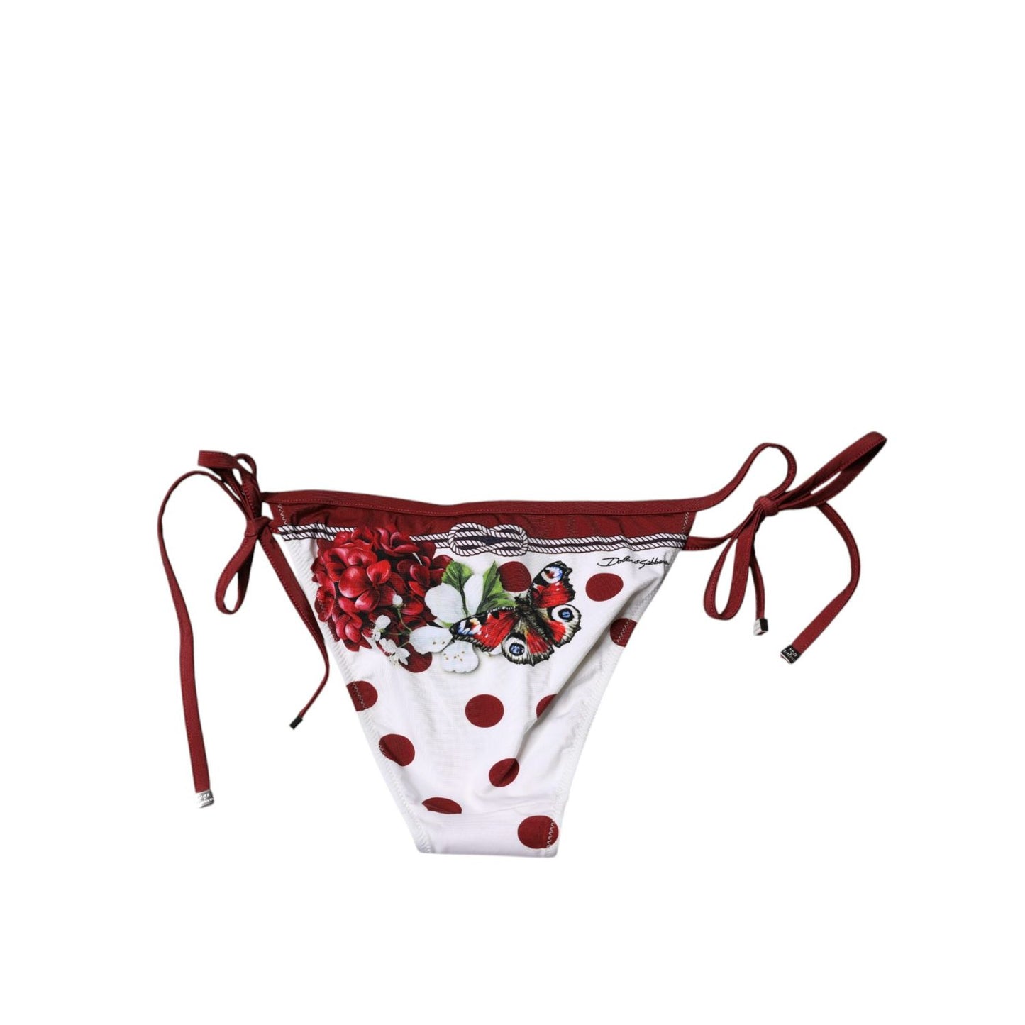 Dolce & Gabbana White Floral Print Swimsuit Bikini Bottom Swimwear
