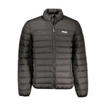 Fila Black Polyester Jacket with long sleeves, water repellent, zip closure, and multiple pockets. Ideal for outdoor activities.