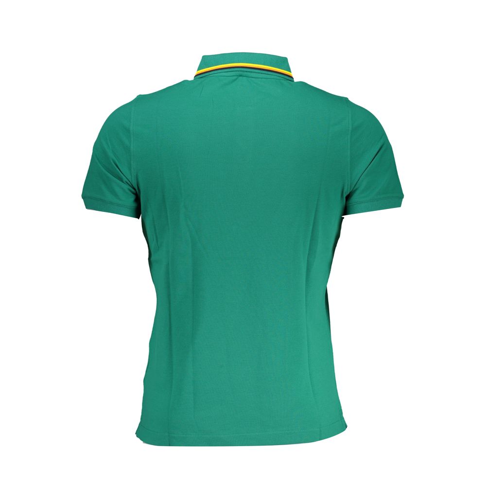 Back view of K-WAY Green Cotton Polo Shirt with short sleeves and contrast details