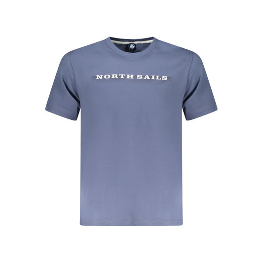 North Sails Blue Cotton Men T-Shirt with logo on front, crew neck design.