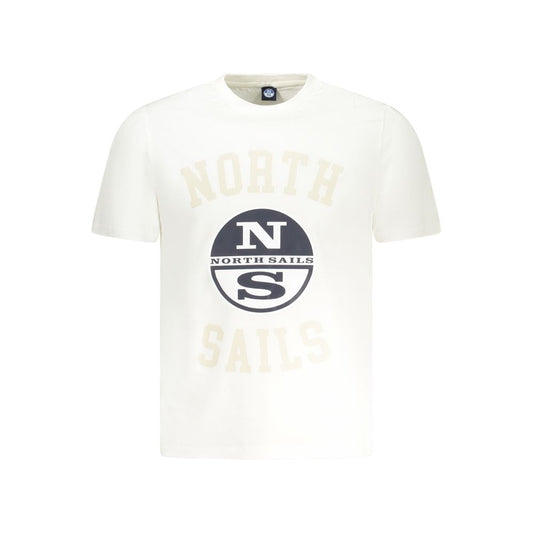 Front view of North Sails White Cotton Men TShirt with logo and print