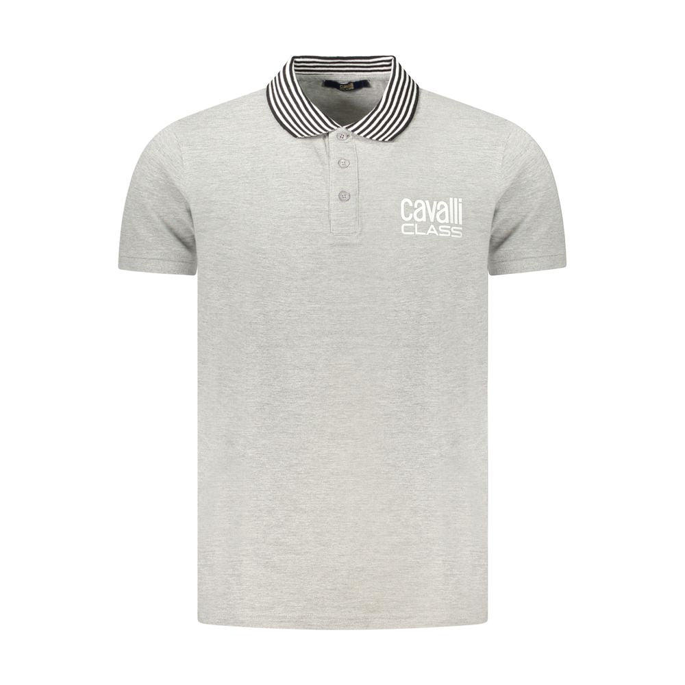 Cavalli Class Gray Cotton Polo Shirt