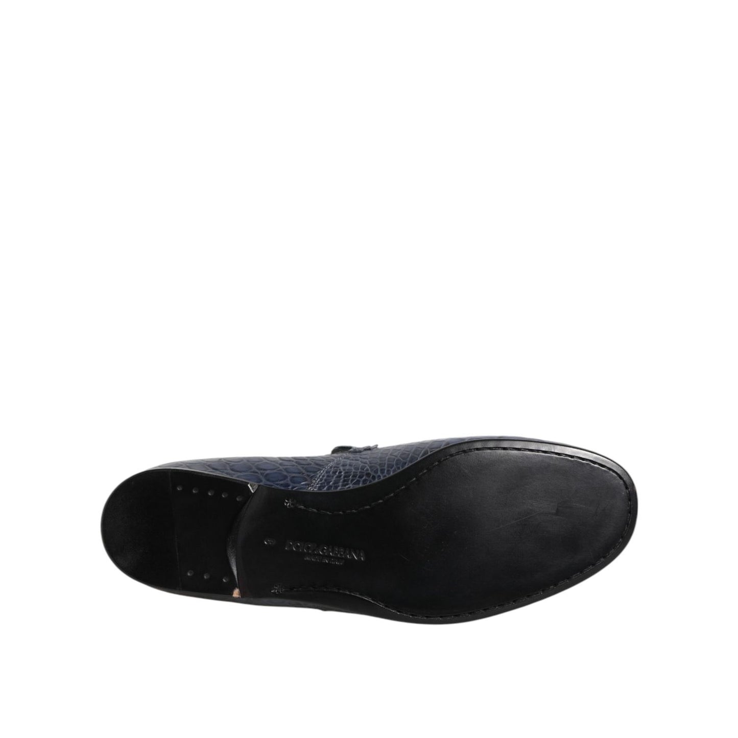 Dolce & Gabbana Blue Exotic Leather Slip On Loafers Men Dress Shoes