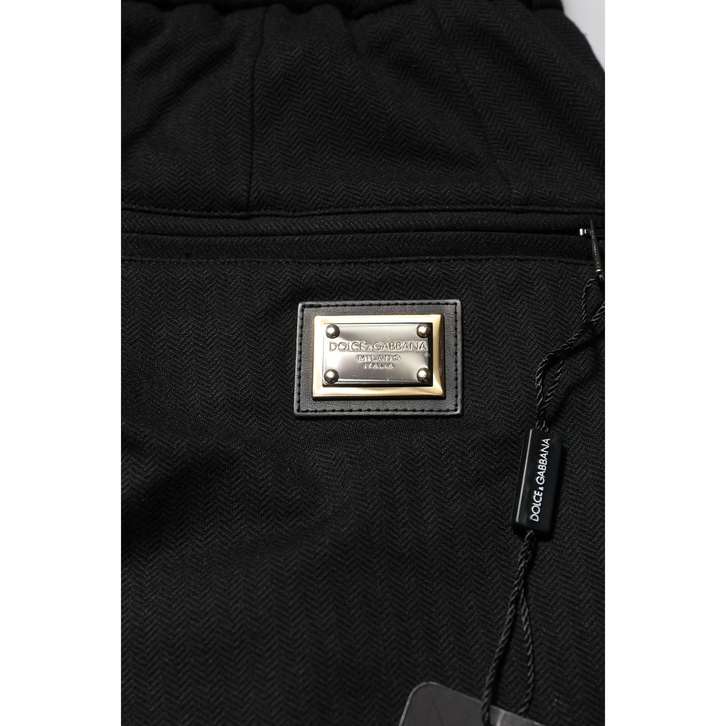 Dolce & Gabbana Black Viscose Drawstring Men Jogger Pants