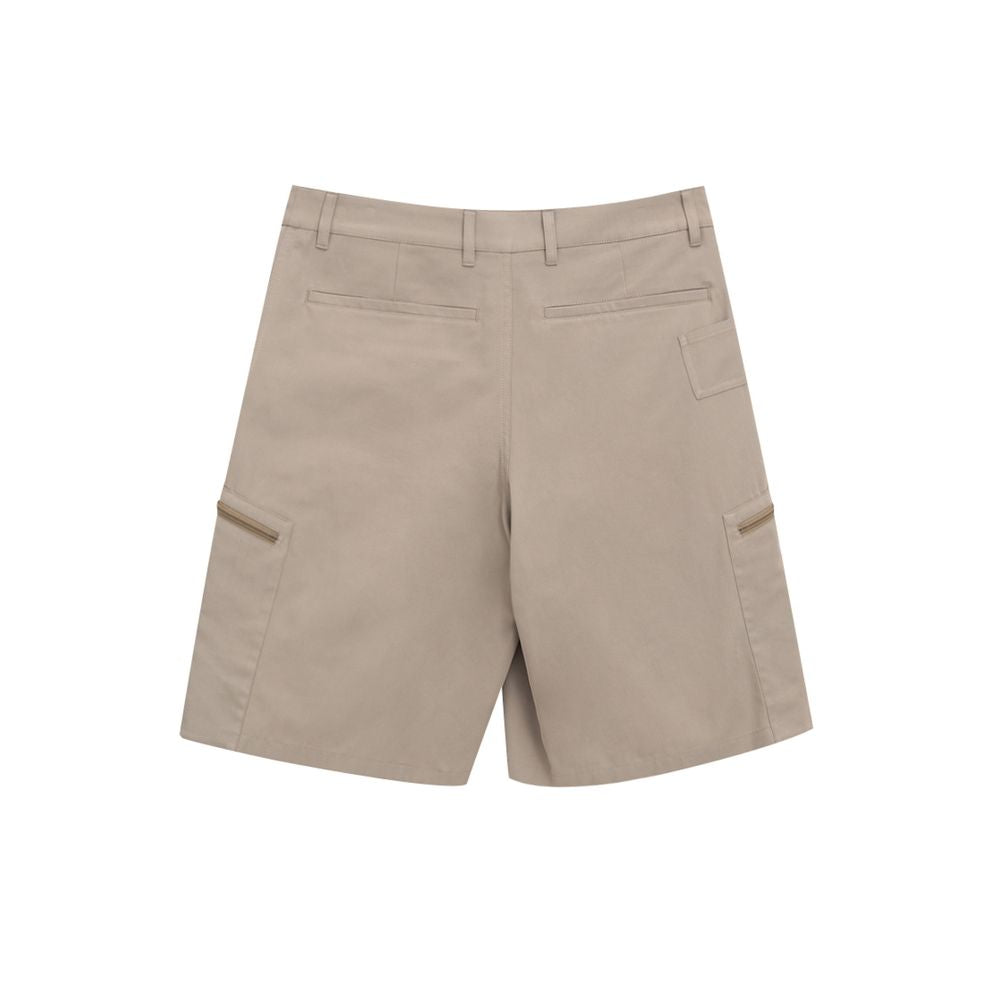 Back view of Dior Beige Cotton Cargo Shorts with rear pockets and zipper detail.