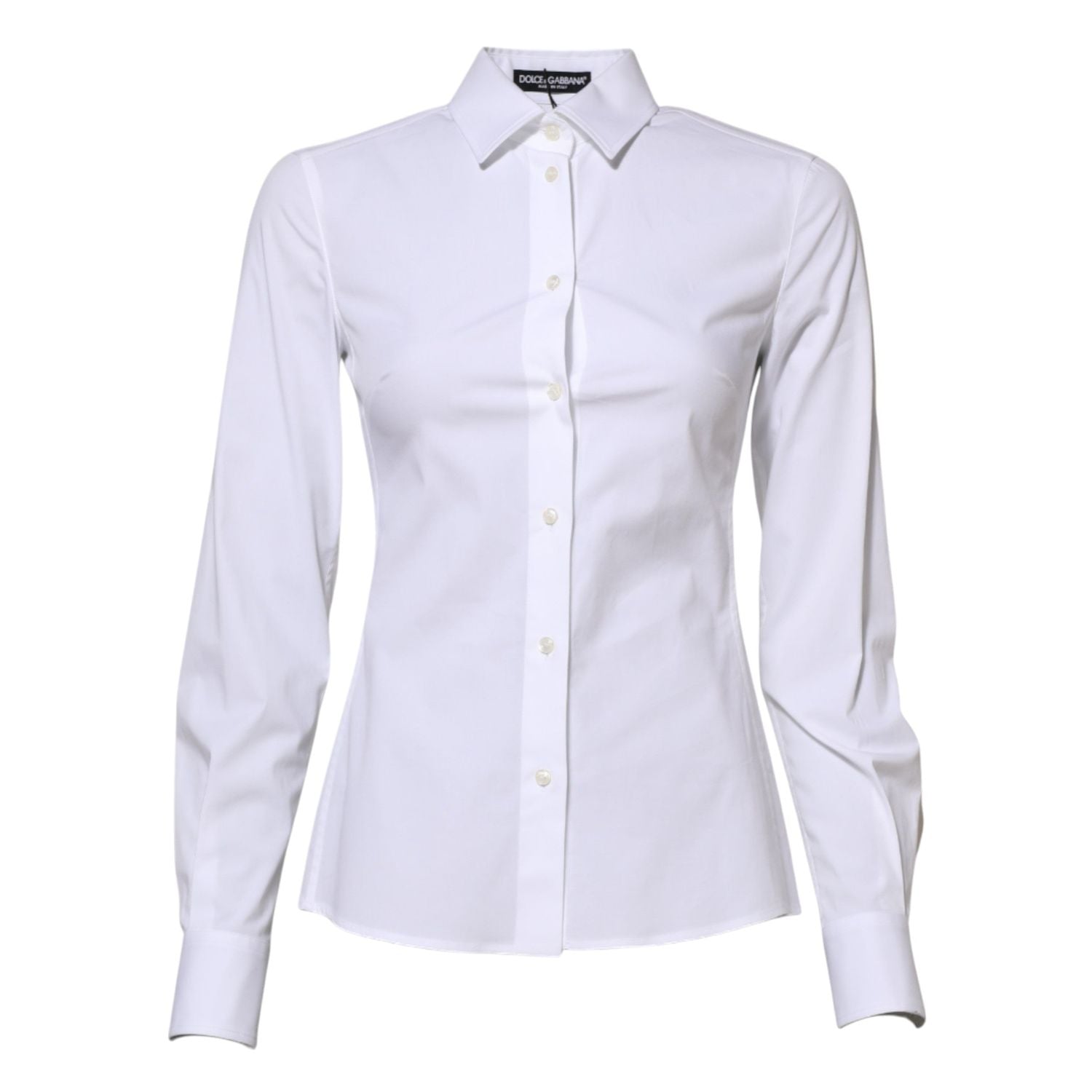 Dolce & Gabbana White Cotton Long Sleeves Collared Shirt Top