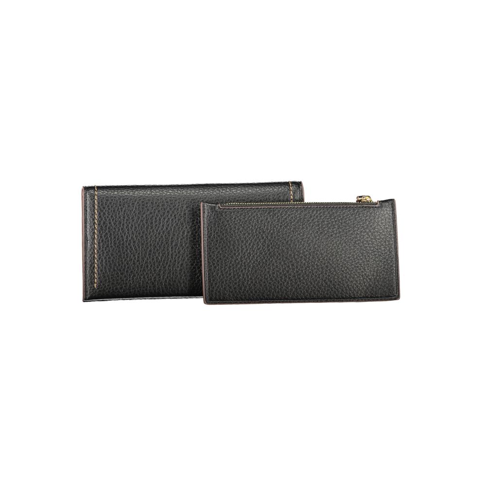 Mario Valentino Black Polyethylene Women Wallet with removable coin pouch and elegant design.