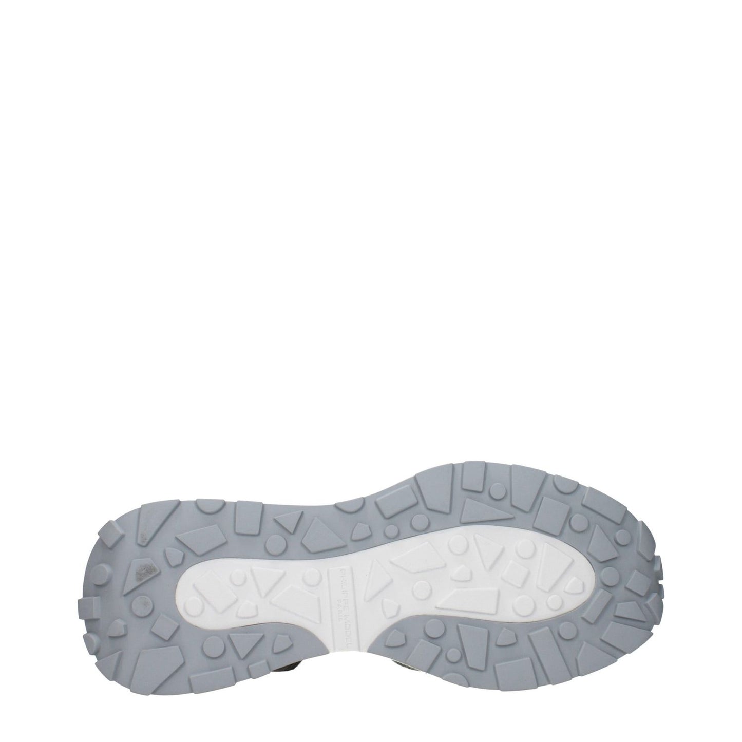 Sole view of Philippe Model White Fabric Athletic Sneakers with rugged tread design.