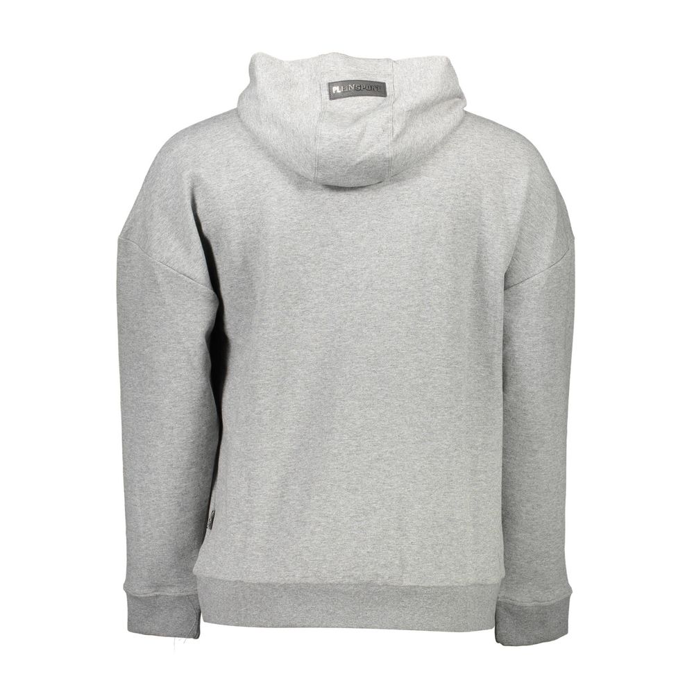 Plein Sport Gray Cotton Men's Hooded Sweater