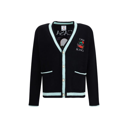 Casablanca Black Merino Wool Cardigan