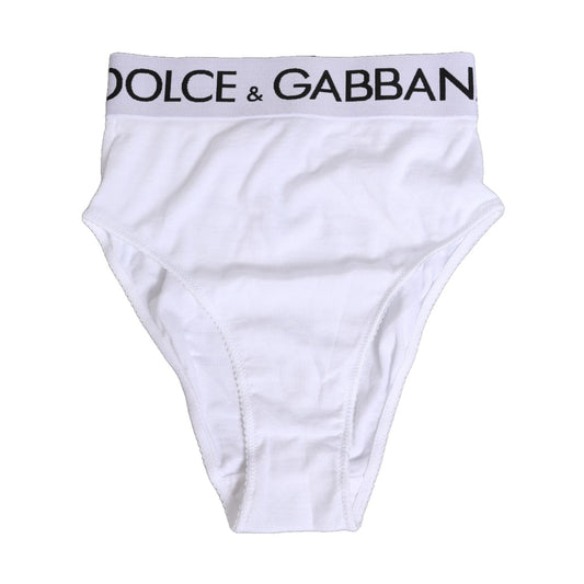 Dolce & Gabbana White Cotton Stretch High Waist Panty Underwear