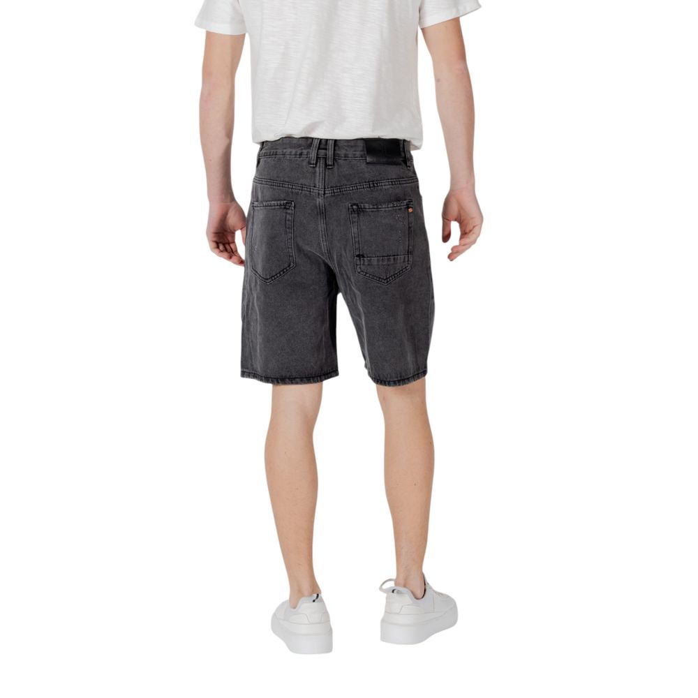 Gianni Lupo Black Cotton Bermuda Shorts