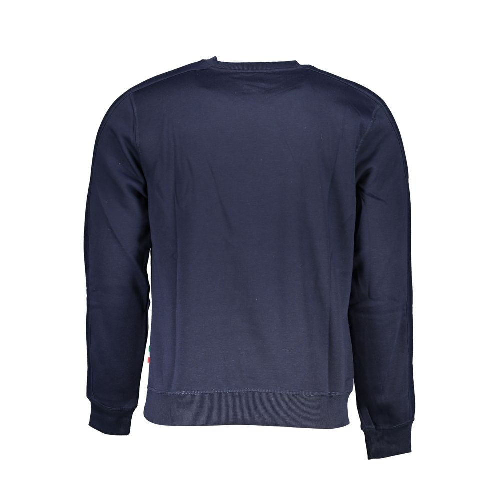 Gianmarco Venturi Blue Cotton Sweatshirt long-sleeved back view with crew neck and embroidered logo