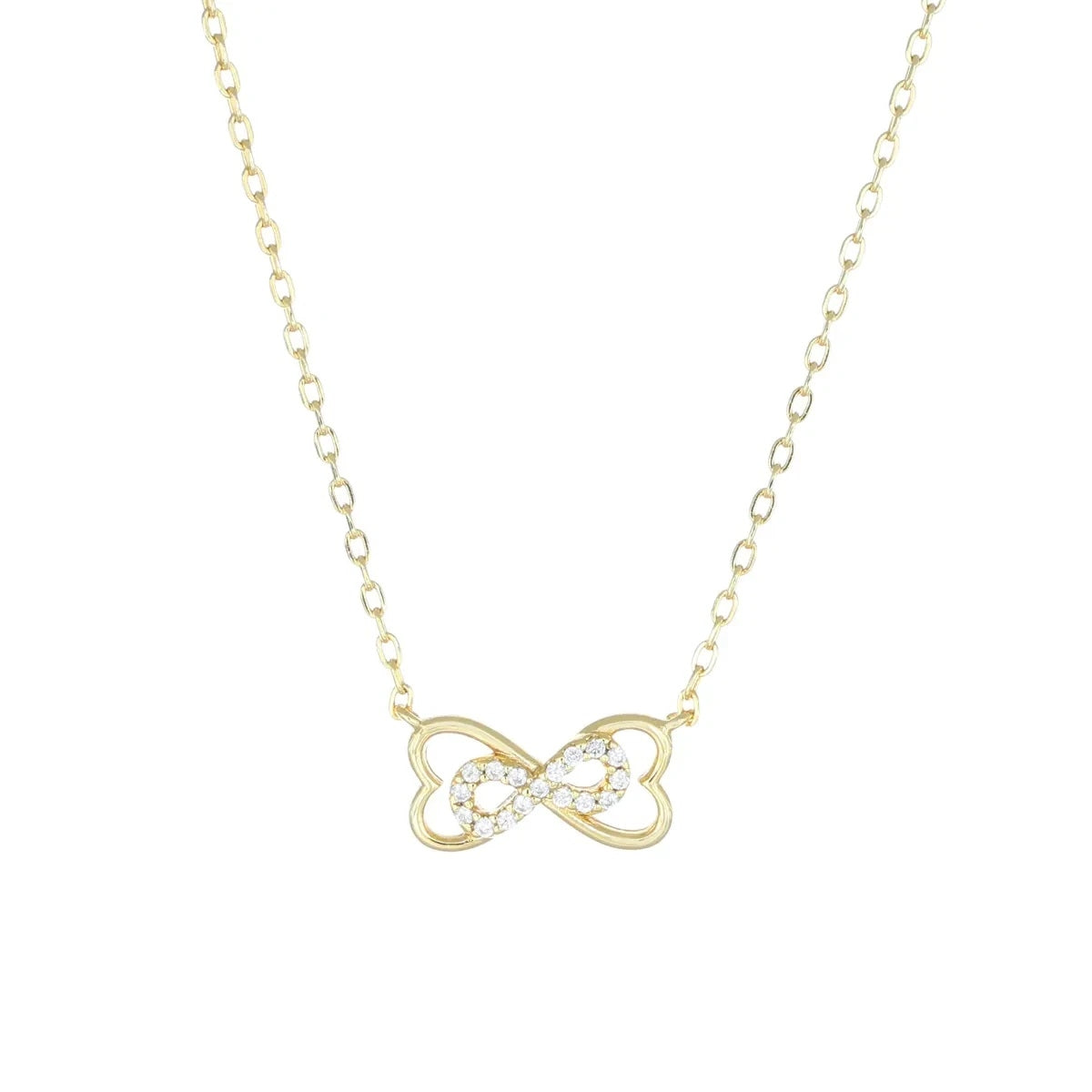 Gorgeous gold necklace featuring a heart and infinity symbol design, part of the AMEN JEWELRY Mod. CLICGBZ collection.