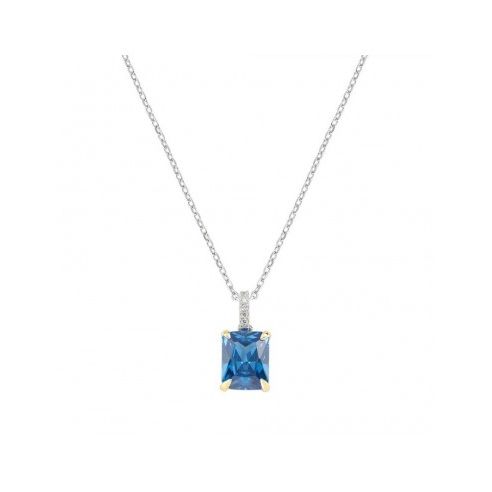 AMEN JEWELRY Mod. CLCK1REBBLZ featuring a blue gemstone pendant necklace on a silver chain