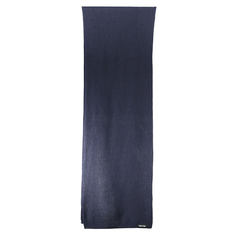 Calvin Klein Blue Cotton Scarf, 30x160 cm with logo, stylish and comfortable fashion accessory.
