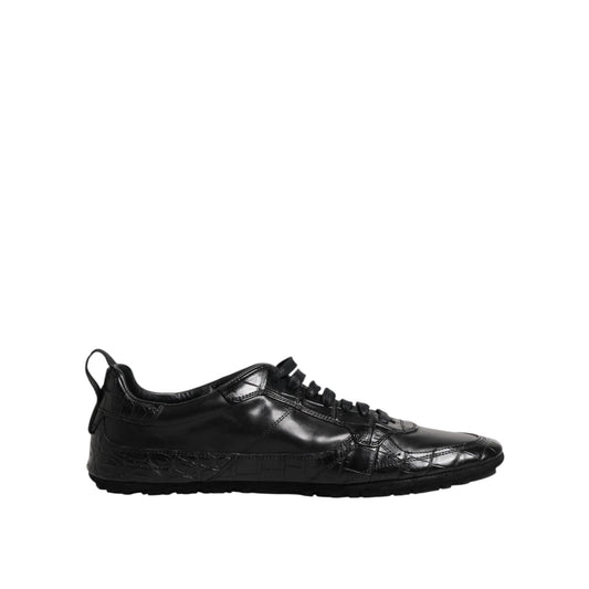 Dolce & Gabbana Black Exotic Leather Low Top Sneakers Shoes