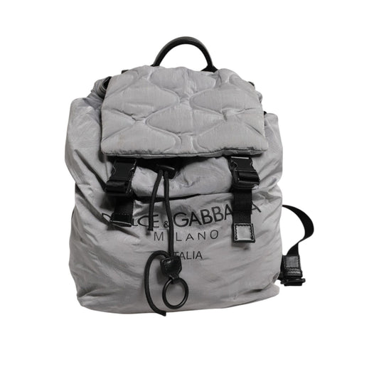 Dolce & Gabbana Gray Milano Print Drawstring Travel Backpack Bag