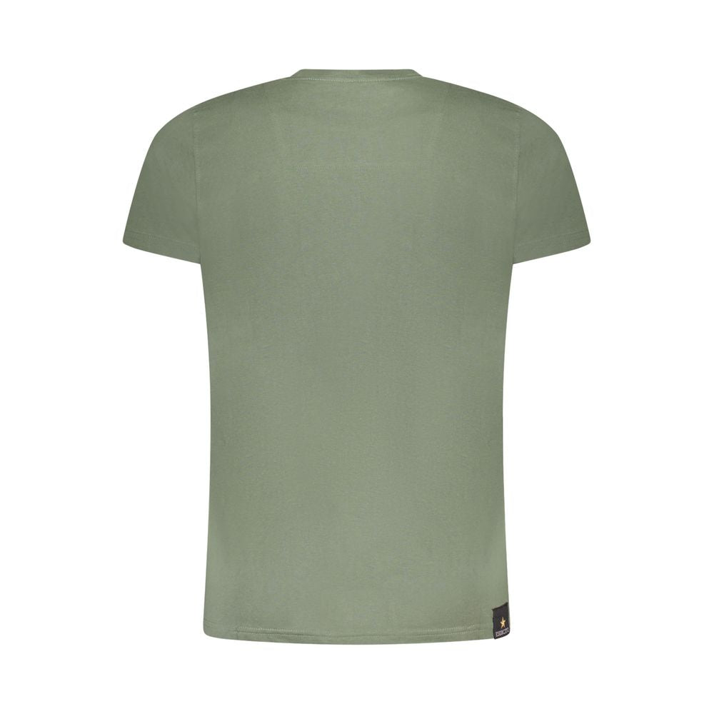 Esercito 1659 Green Cotton T-Shirt with short sleeves, crew neck, aviation print and logo on back view
