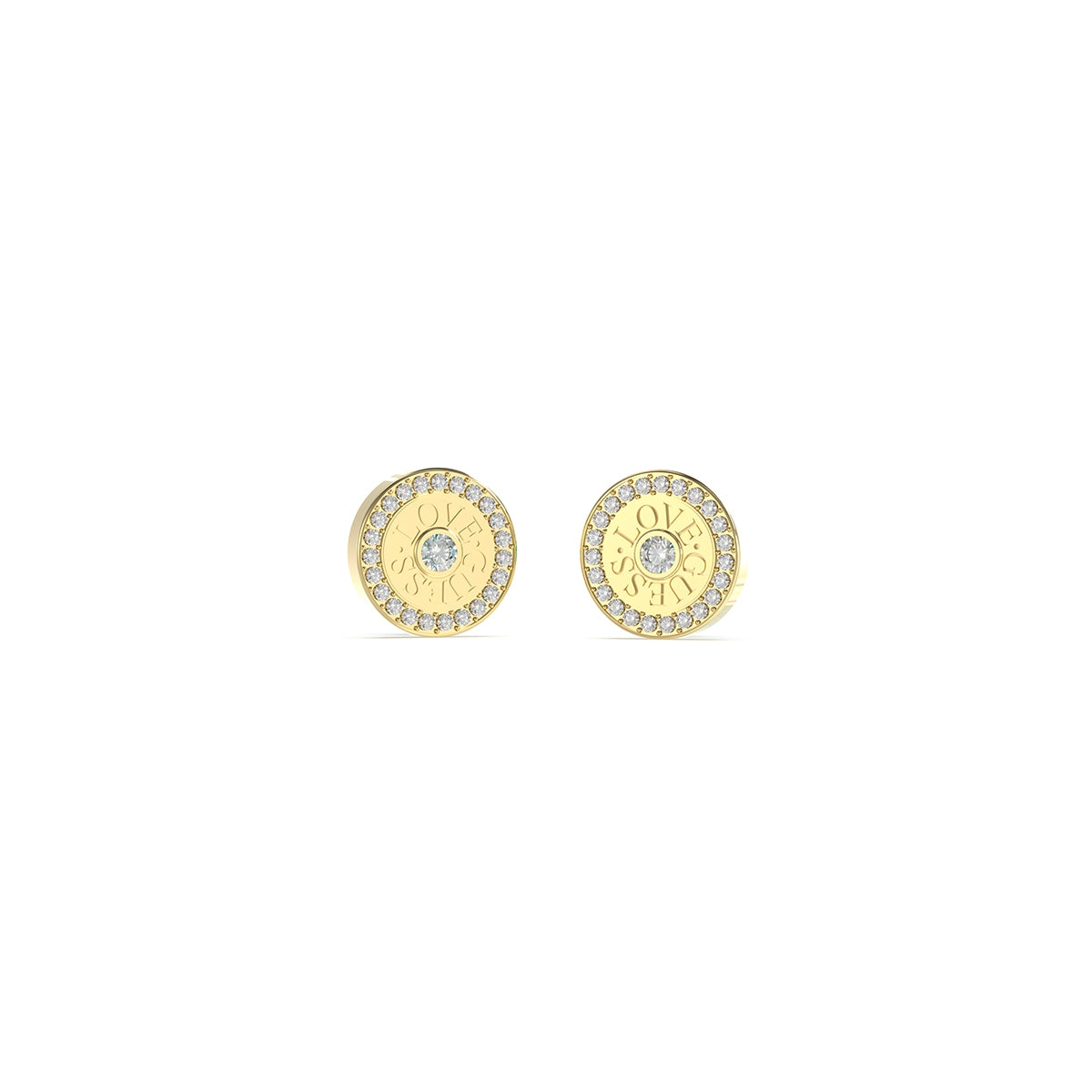 GUESS JEWELS JEWELRY Mod. JUBE04081JWYGT-U gold stud earrings with crystal accents