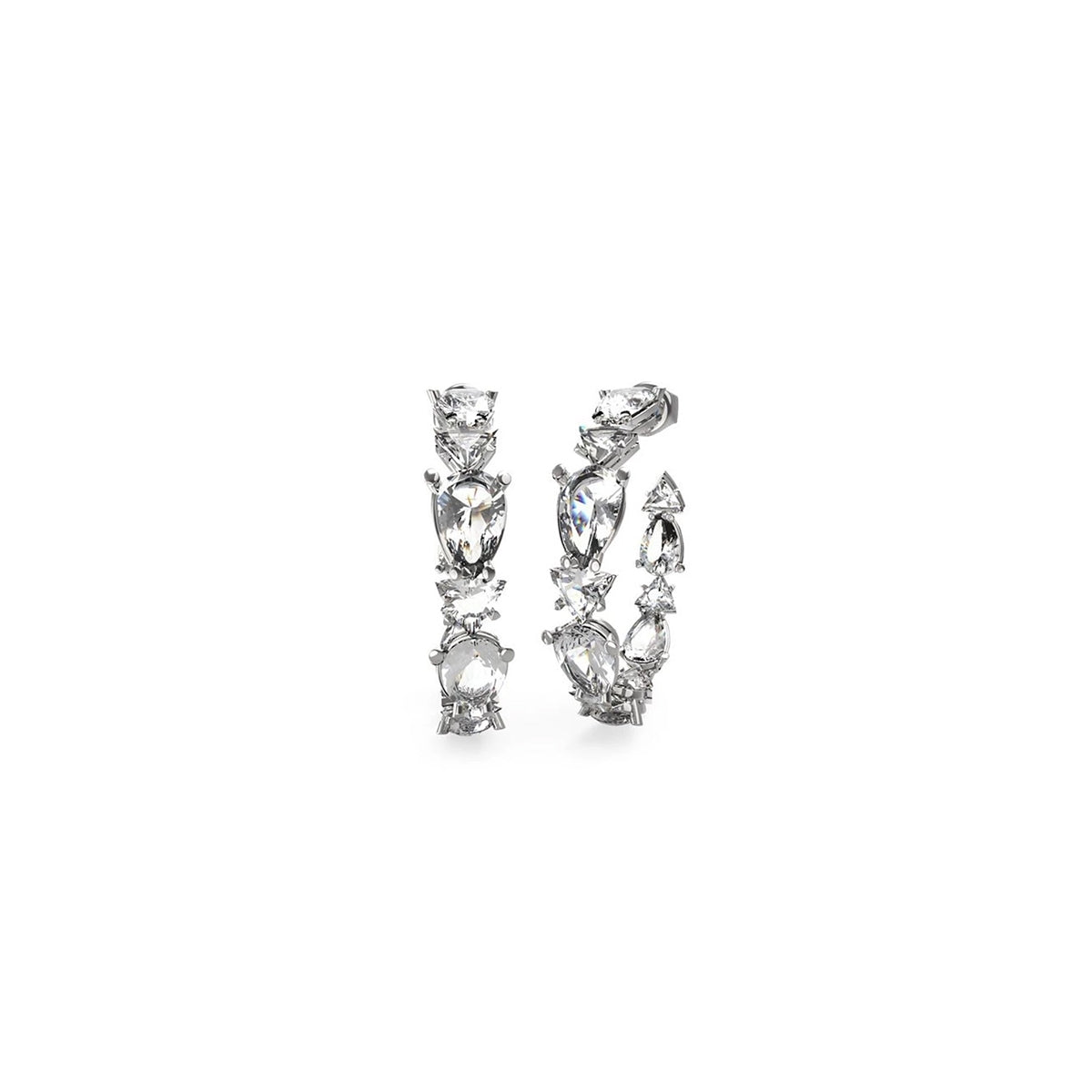 GUESS JEWELS JEWELRY Mod. JUBE04409JWRHT-U silver earrings with crystal embellishments.