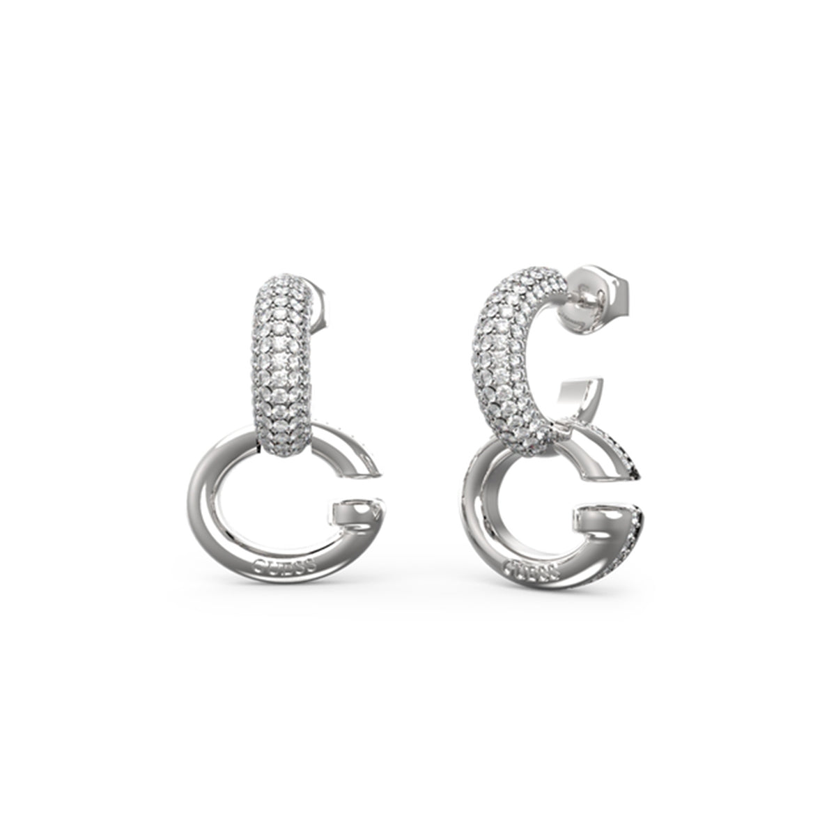 Silver earrings design from GUESS JEWELS JEWELRY Mod. JUBE04521JWRHT-U, elegant and sparkling accessory.
