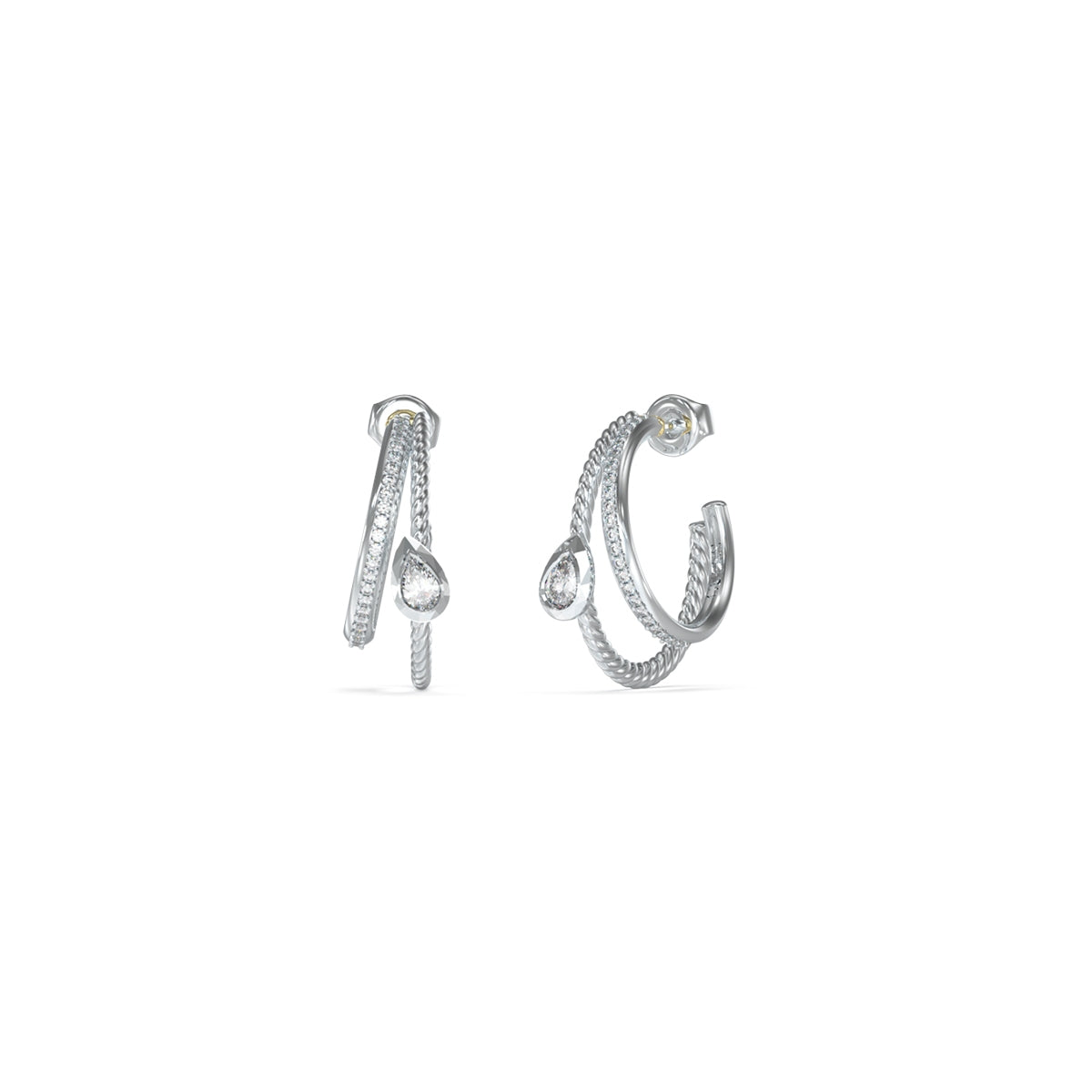 GUESS JEWELS JEWELRY Mod. JUBE05244JWRHT-U silver hoop earrings with elegant design and crystal detailing