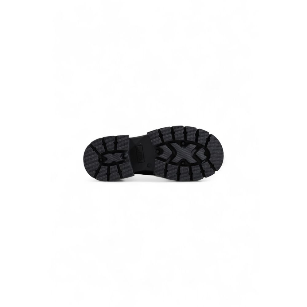 Sole view of Guess Black Polyethylene Ankle Boots showcasing treaded grip feature for stability.