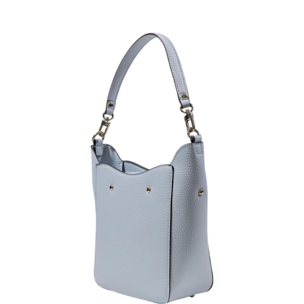 Guess Blue Polyethylene Handbag with pebbled leather-effect texture, featuring a small bucket design and adjustable strap for style and versatility.